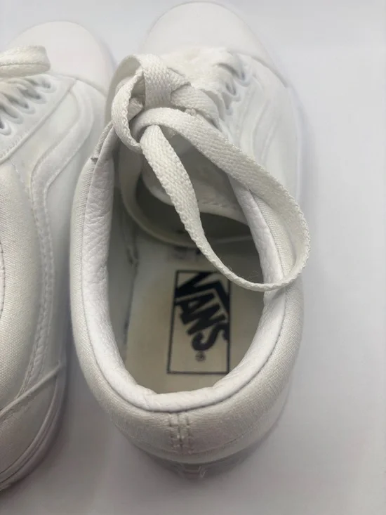 Vans Old Skool True White on White Low top Sneaker SZ 8.5 leather accents casual - Picture 6 of 11